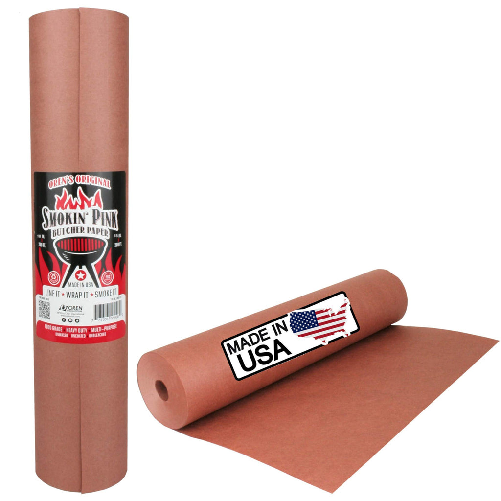 Pink/Peach Butcher Paper in Carry Tube, FDA Approved and The Original Paper for Texas Style BBQ (18'' x 150Ft)